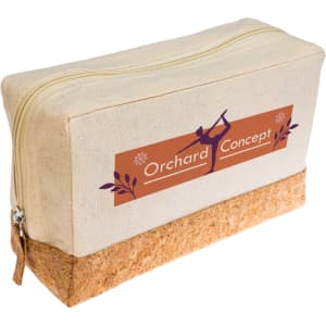A cork utility case featuring a beige canvas exterior and a cork bottom, branded with the "Orchard Concept" logo.