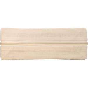 A cork utility case in a natural beige color, featuring a zipper closure.