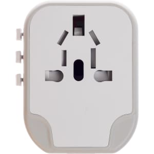 A travel adaptor with multiple socket options for international compatibility.