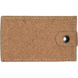 A cork manicure set with a natural brown cork case featuring a snap closure.