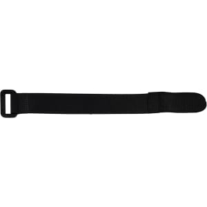 A black travel towel strap with a loop end for easy attachment, made from a durable fabric.