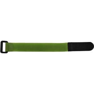 A green Rhino Travel Towel strap featuring a black textured end and a sturdy attachment loop.