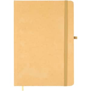 A Venture A5 Natura Notebook with a kraft paper cover, featuring a closure band and a ribbon bookmark.