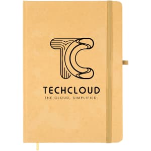 A Venture A5 Natura Notebook with a kraft cover featuring the TechCloud logo and tagline "THE CLOUD, SIMPLIFIED."