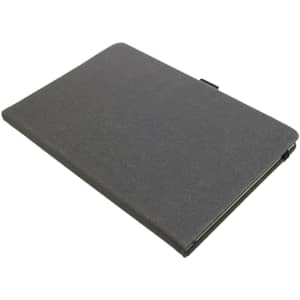 A recycled leather notebook in a sleek, dark gray cover with a simple design, ideal for office and business use.