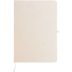 A Venture Snowy A5 Notebook with a plain, off-white cover and a ribbon bookmark.