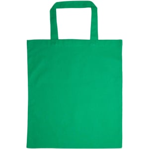 A green cotton short handle tote bag with two handles.