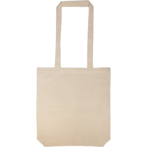 A Calico Long Handle Bag in a natural, unbleached canvas color with long handle straps and a spacious tote design.