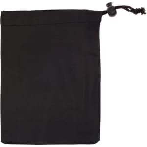 A drawstring pouch in black, designed for holding produce, featuring a secure closure mechanism.
