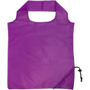 A purple Sprint Folding Shopping Bag featuring a simple design and a drawstring closure for compact storage.