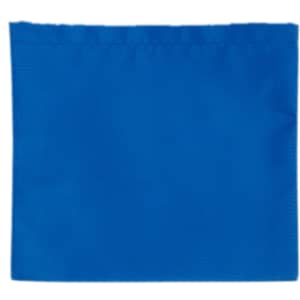 A reusable grocery bag made from recycled PET, featuring a vibrant blue color and a simple design.