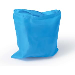 A blue reusable grocery bag made from recycled PET material, designed for eco-friendly use.