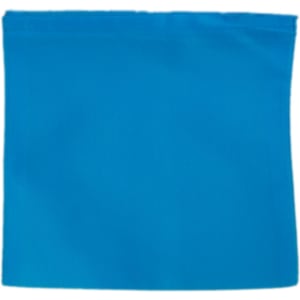 A blue reusable grocery bag made from recycled PET material. The bag features a simple, solid color design.