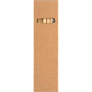 A kraft paper box displaying wooden learning tools inside, featuring a small viewing window.