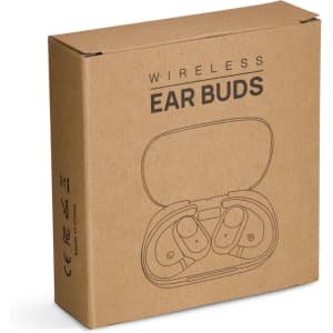 A packaging box for Loop Ear Buds featuring a simple design, with an illustration of the wireless ear buds inside.