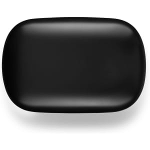 A black charging case for Loop Ear Buds with a smooth, rounded rectangular shape and a logo on the surface.