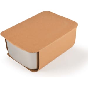A Bermuda Lunch Box featuring a sleek design with a natural brown outer sleeve and a smooth white container inside.