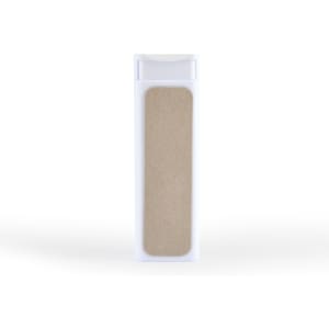 A white spray bottle with a beige cleaning cloth section on the front, designed for screen cleaning.