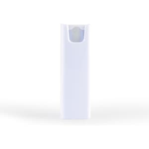 A white spray bottle designed for cleaning screens, featuring a rounded top and with branding visible.