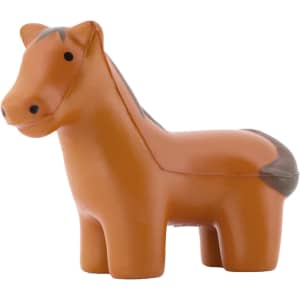 A brown horse-shaped stress reliever with a smooth finish and a slight darker brown marking on its mane.