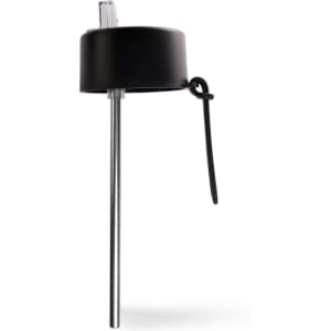 A drink bottle lid with a straw attachment, featuring a sleek black design and a secure closure.