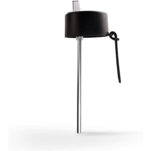 A drink bottle cap for the Zara 1 Litre Steel Bottle, featuring a sleek black design and a metal straw attachment.