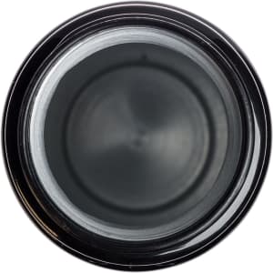 A drink bottle with a black exterior and a silver interior, featuring a wide opening and a free flow lid.