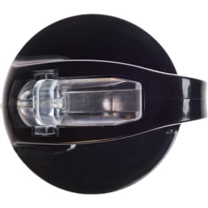 A drink bottle with a flip straw lid in black, featuring a clear lid component.