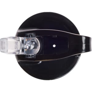 A drink bottle featuring a flip straw lid. The lid has a clear opening mechanism and a sleek black design.