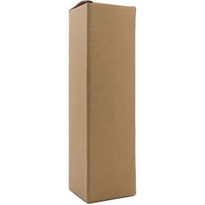 A plain brown cardboard box, upright and unopened.