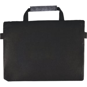 A black satchel with a top handle, made from RPET felt, featuring side flaps and a simple design.