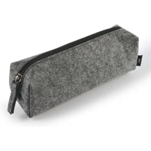 A gray felt utility case with a zippered closure, featuring a sleek, compact design.