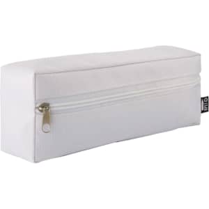 A white utility case with a zipper, featuring a rectangular design and a small logo on the side.
