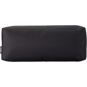 A black utility case with a rectangular shape, featuring a logo on one side.