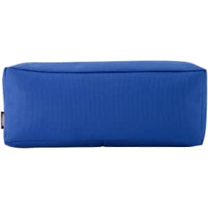 A blue utility case with a rectangular shape, featuring a textured surface and a logo.