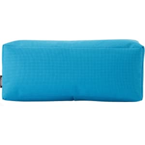 A bright blue rectangular utility case with a textured surface and a logo on one side.