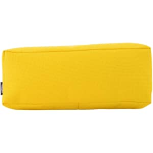 A yellow utility case with a rectangular shape, featuring a logo on one side.