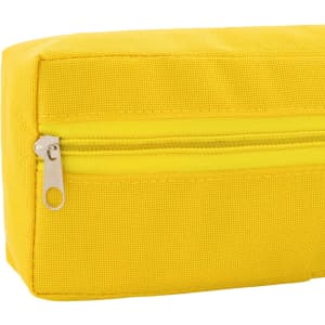 A yellow utility case with a zippered compartment, featuring a textured fabric surface.