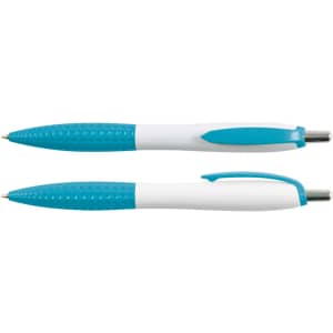 A set of two Mac Pens in blue and white, featuring a textured grip for comfortable writing.