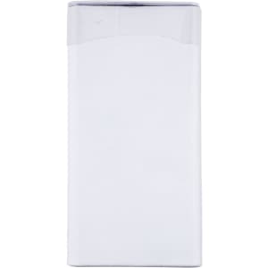A flip-top tin containing spearmint mints, predominantly white with a clear lid. It features a branding logo.