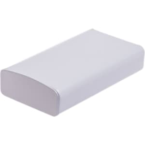 A rectangular white packaging box with a curved top, featuring a simple design and no specific branding visible.