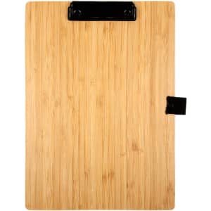 A bamboo A4 clipboard with a black clip, featuring a natural wood grain finish.
