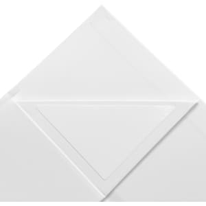A large white magnetic gift box with a triangular closure flap. The box features a logo.