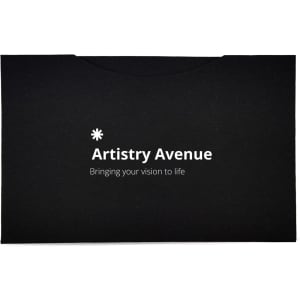 A black pouch with a logo and text, designed to hold and protect items.