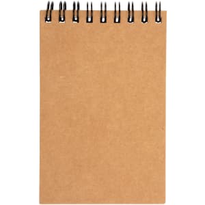 A Survey Spiral Pocket Notebook featuring a plain, brown kraft cover and a spiral binding at the top.