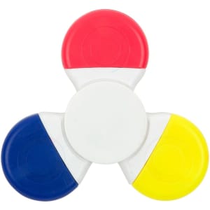A Spinner Highlighter with red, blue, yellow, and white sections for highlighting text. It features a logo in the center.