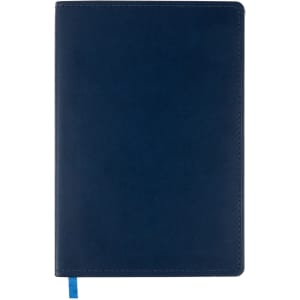 A Genesis A5 Notebook in navy blue with a smooth finish and a ribbon bookmark.