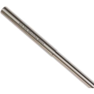 A stainless steel telescopic straw with a subtle metallic finish. It includes a branding logo.