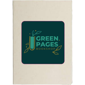 A booklet with a cream cover featuring a logo that includes green elements and a paperclip design.