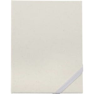 A cream-coloured Trip Daily Planner with a grey elastic band for closure, featuring a simple, minimalistic design.